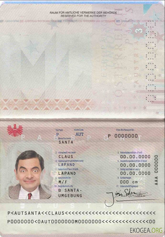 Passeport autrichien template